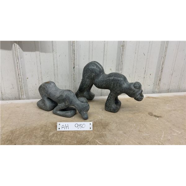 2 Soapstone Carvings of Stylized Animals