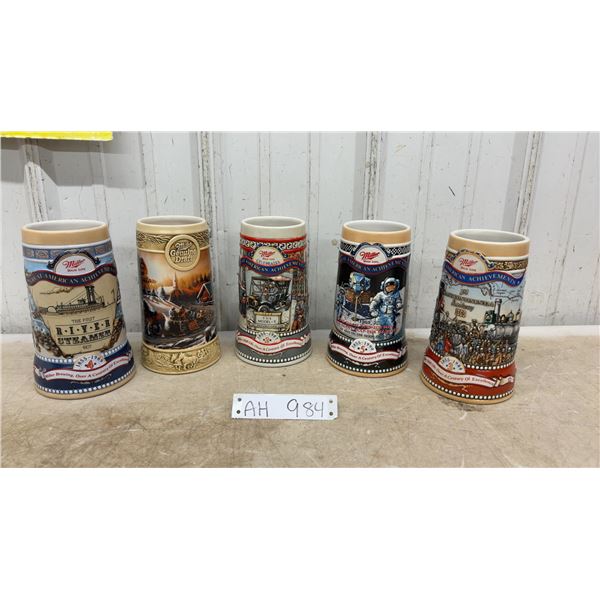 Miller High Life "Great American Achievements" Ceramic Beer Steins and Ducks Unlimited Stein