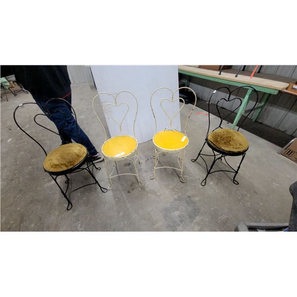 These Are Vintage-Style Metal Wrought Iron) Bistro or Garden Chairs Featuring a Heart-Shape 4x