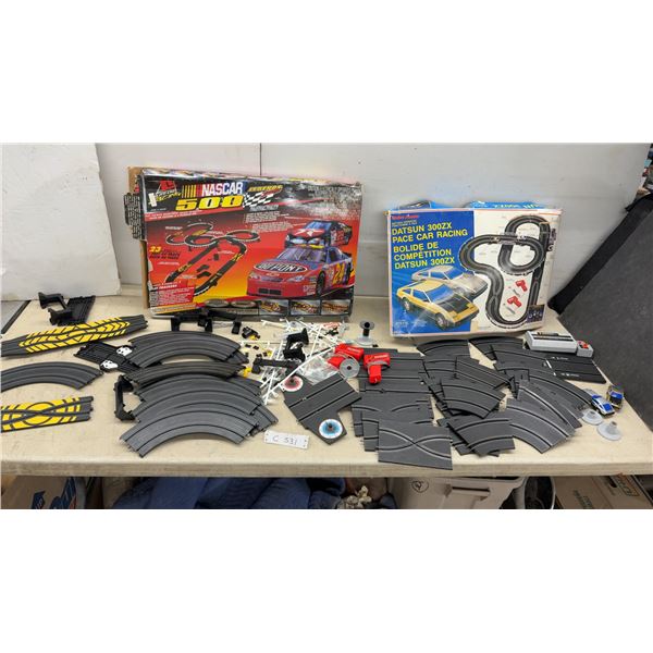 Life-Like NASCAR 500 and Radio Shack Datsun 300ZX Pace Car Racing Slot Car Sets. Not Complete