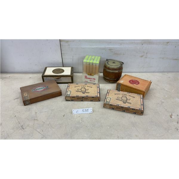 Vintage White Owl, El Producto, La Corona, Belmont Cigar Boxes, Barrel Style Thermadore and More