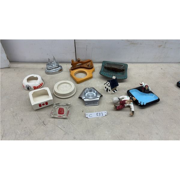 Collection of Vintage Ashtrays Including Banks Beer, Canadian Flag, New York City, Benson & Hedges