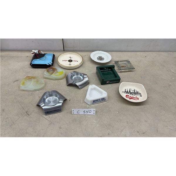 Collection of Vintage Advertising Ashtrays, Boyko's Fuel Selkirk Mb, Benson & Hedges, Carlsberg