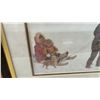Image 5 : Framed Print "Fun on a Snowy Day" by Dorothy Francis, Inuit Children with Sled and Dogs, 13 x 15"