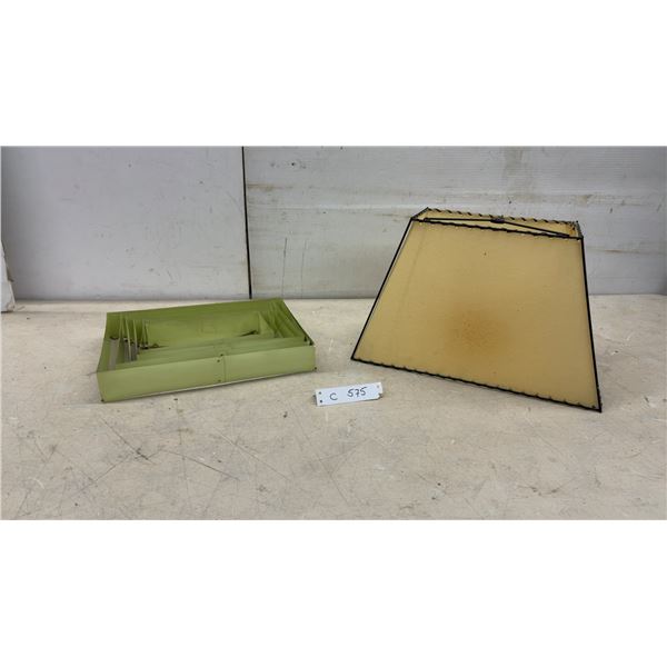 Vintage Rectangular Lampshade and Nested Metal Hanging Light Shade