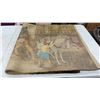 Image 2 : Handmade Latch Hook Wall Hanging Depicting Horse-Drawn Stagecoach Street Scene, 27 x 50"