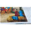 Image 4 : Handmade Latch Hook Wall Hanging Depicting Horse-Drawn Stagecoach Street Scene, 27 x 50"