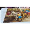 Image 5 : Handmade Latch Hook Wall Hanging Depicting Horse-Drawn Stagecoach Street Scene, 27 x 50"