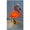 Image 1 : Vintage Novelty Pink Flamingo Table Lamp, Textured Paper Body With Yellow Metal Base, 22" Tall