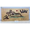 Image 1 : Les Mawakeesick "Communication" 2008 Original Woodland Style Painting on Wood Board, 14 x 30"