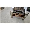 Image 2 : Vintage Art Deco Electric Fireplace Insert with Brass-Toned Grate and Faux Log Set