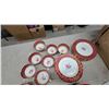 Image 2 : Royal Swansea "Swansea Rose" Bone China Dinnerware Set, Red, Cream, and Gold With Pink Rose