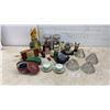 Image 1 : Antique Bisque Doll Head, Chalkware Figurine, Mantel Clock, Button Jars, Filigree Shades and More
