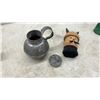 Image 4 : Antique Bisque Doll Head, Chalkware Figurine, Mantel Clock, Button Jars, Filigree Shades and More