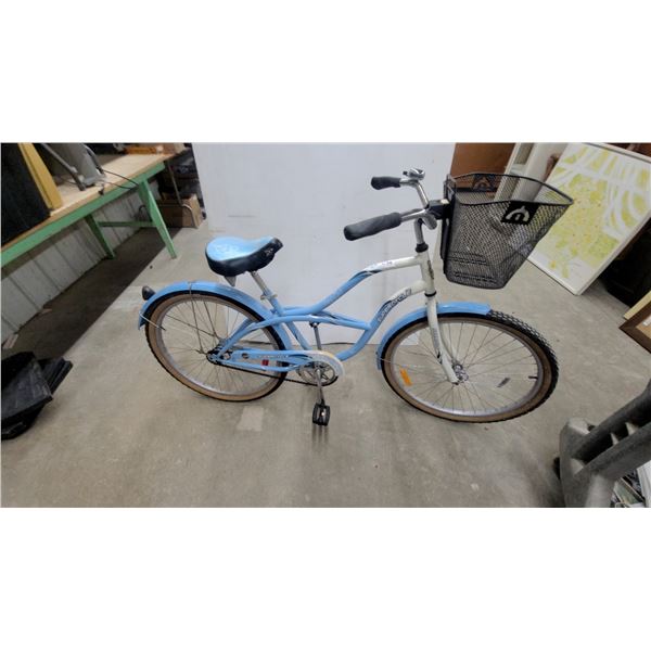 Supercycle Classic Cruiser Women's Bicycle in Light Blue with Front Wire Basket 26"