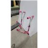 Image 2 : Two Sport Runner Pink Folding Kick Scooters and Skateboard with Green Trucks