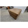 Image 2 : Tan Leather Channel-Tufted Ottoman