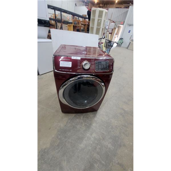 Samsung DV457 Front-Load Steam Dryer in Merlot Finish with Chrome-Trimmed Door