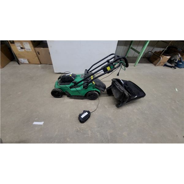 Greenworks Cordless Battery-Powered Electric Push Lawn Mower with Charger and Bag