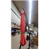Image 2 : Red Cantilever Offset Patio Umbrella with Black Metal Frame and Cross Base