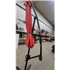 Image 3 : Red Cantilever Offset Patio Umbrella with Black Metal Frame and Cross Base