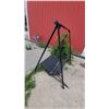 Image 2 : Black Metal A-Frame Patio Swing with Two-Seat Bench