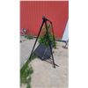 Image 3 : Black Metal A-Frame Patio Swing with Two-Seat Bench