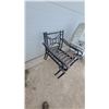 Image 5 : Two Black Metal Patio Chairs and Two Gray Plastic Adjustable Reclining Lounge Chairs