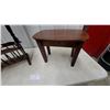 Image 2 : Dark Wood Colonial Revival Step Table with Magazine Rack 23 x 24 x 15" and Oval End Table