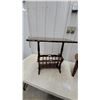 Image 6 : Dark Wood Colonial Revival Step Table with Magazine Rack 23 x 24 x 15" and Oval End Table