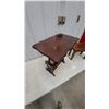Image 7 : Dark Wood Colonial Revival Step Table with Magazine Rack 23 x 24 x 15" and Oval End Table