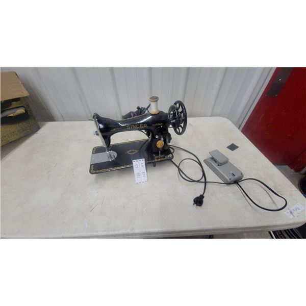 Singer 201-2 Electric Sewing Machine with Potted Motor, Foot Pedal, and Power Cord