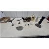 Image 1 : Carved Mask, Totem Sculpture, Pewter Figurine, Brass Sailboat, Wood Cart and More