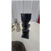 Image 3 : Carved Mask, Totem Sculpture, Pewter Figurine, Brass Sailboat, Wood Cart and More
