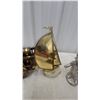 Image 5 : Carved Mask, Totem Sculpture, Pewter Figurine, Brass Sailboat, Wood Cart and More