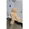 Image 1 : Large Tan Plush Teddy Bear with Gold Ribbon Bow 5'tall