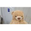 Image 2 : Large Tan Plush Teddy Bear with Gold Ribbon Bow 5'tall