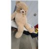 Image 3 : Large Tan Plush Teddy Bear with Gold Ribbon Bow 5'tall