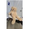 Image 4 : Large Tan Plush Teddy Bear with Gold Ribbon Bow 5'tall