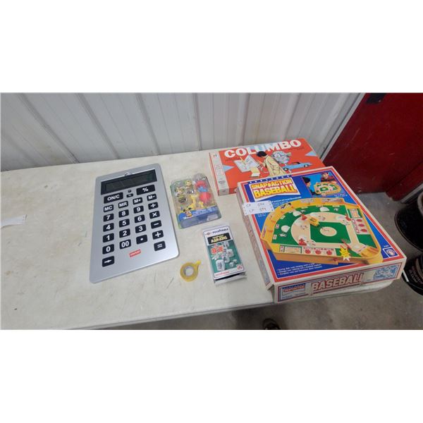 Vintage Columbo Detective Board Game, Snap-Action Baseball, Staples Jumbo Calculator and More