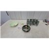Image 1 : Cloisonné Enamel Bowl, Cabbage Leaf Dishes, Jasperware-Style Glasses in Caddy and More