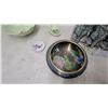 Image 4 : Cloisonné Enamel Bowl, Cabbage Leaf Dishes, Jasperware-Style Glasses in Caddy and More
