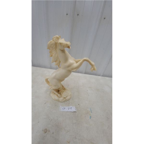 Cream Resin Rearing Horse Decorative Statue 16" Tall