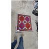 Image 1 : Hand-Knotted Tribal Area Rug with Red and Blue Geometric Medallions 45 x 40"