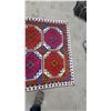 Image 3 : Hand-Knotted Tribal Area Rug with Red and Blue Geometric Medallions 45 x 40"