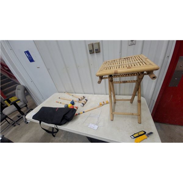 Rec-Tek Croquet Set with Wooden Mallets, Colored Balls, Wire Wickets, and Black Carry Bag