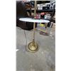 Image 3 : Vintage Mid-Century Modern Brass Floor Lamp with Integrated White Table and Gold Trim Shade