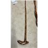 Image 4 : Three Handcrafted Wood Walking Staffs with Carved Twist and Knob Handles, Approximately 36" High