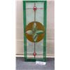 Image 1 : Vintage Stained Glass Panel with Floral Motif and Red Jewels, 10 x 26 1/2"