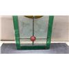Image 4 : Vintage Stained Glass Panel with Floral Motif and Red Jewels, 10 x 26 1/2"